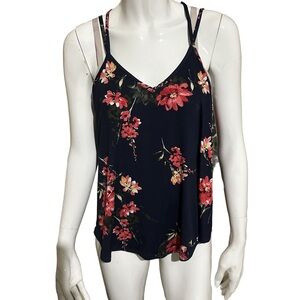 Papermoon Blue and Red Floral V-Neck Camisole